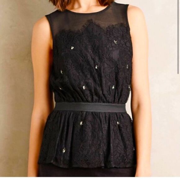 Meadow Rue embellished lace peplum top - Picture 1 of 6